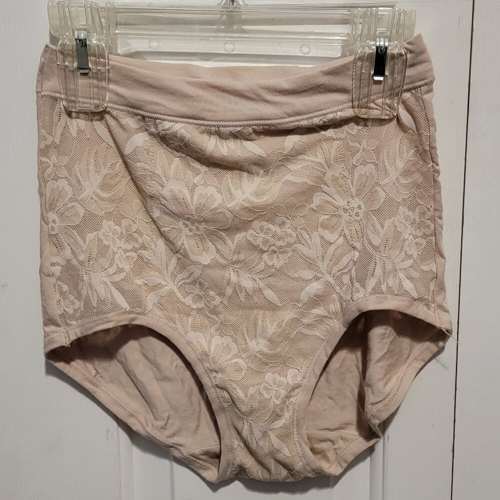 Bali Breathe Lace High Rise Brief, Large, Almond